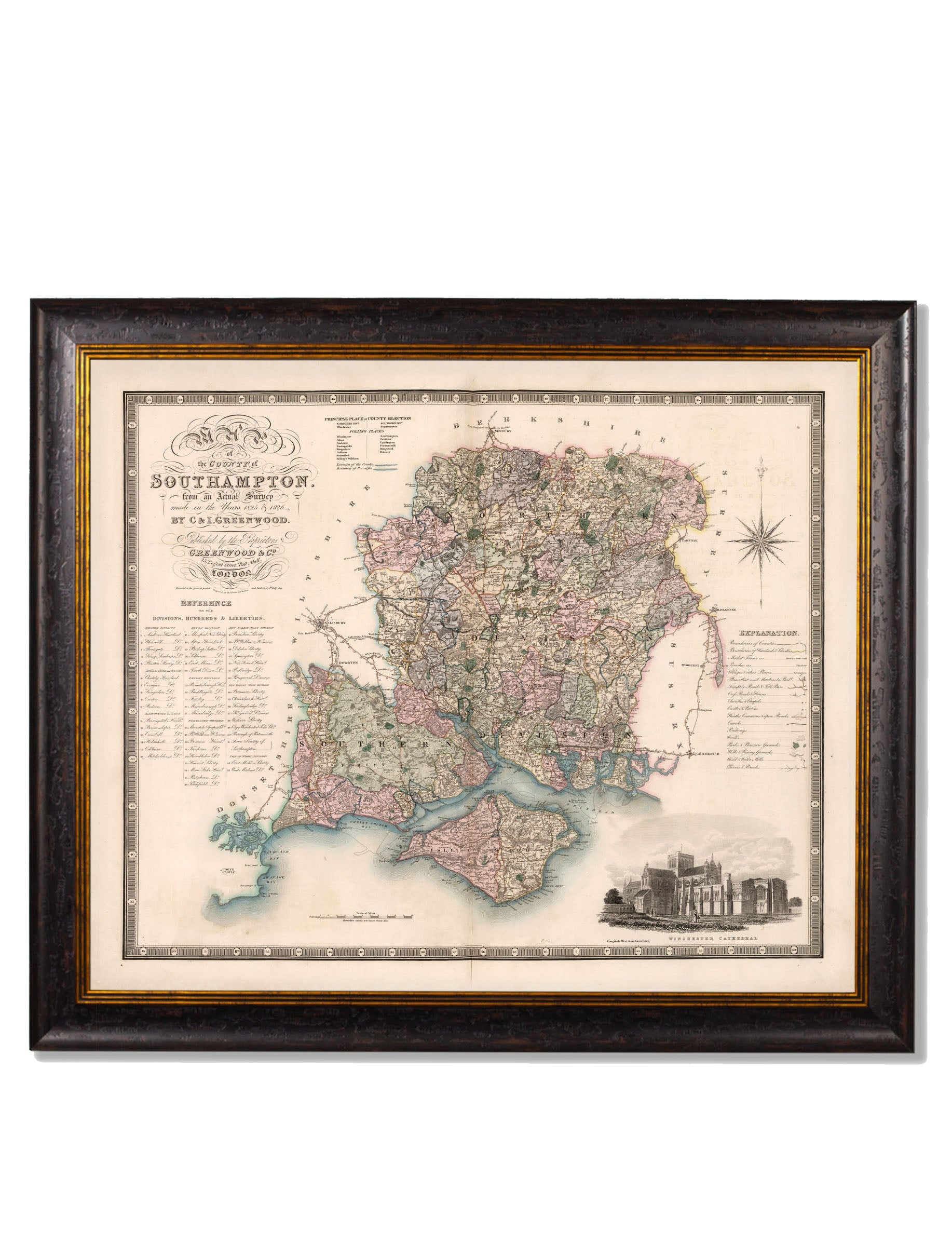 c.1830 County Maps of England | Restored Victorian Map Framed Print