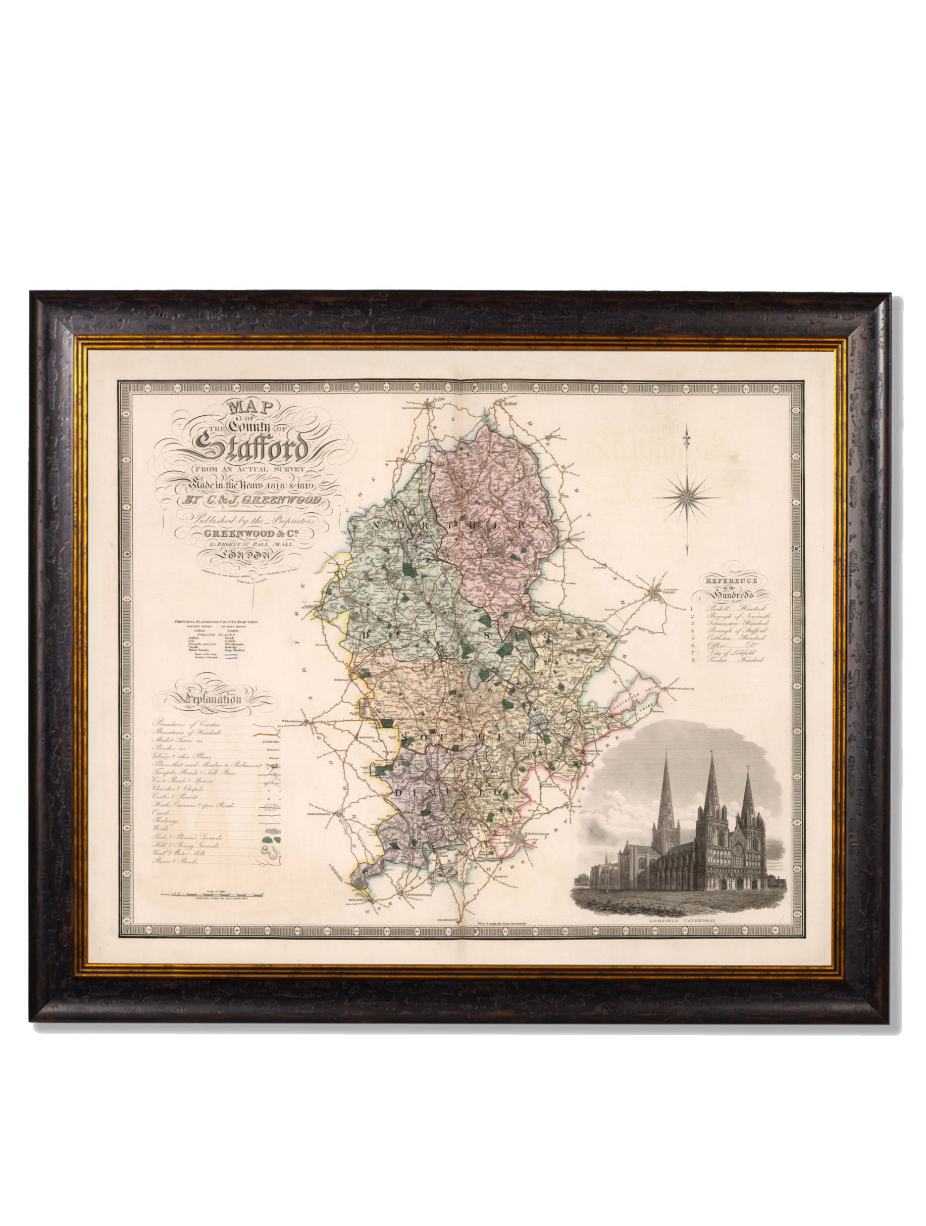 c.1830 County Maps of England | Restored Victorian Map Framed Print
