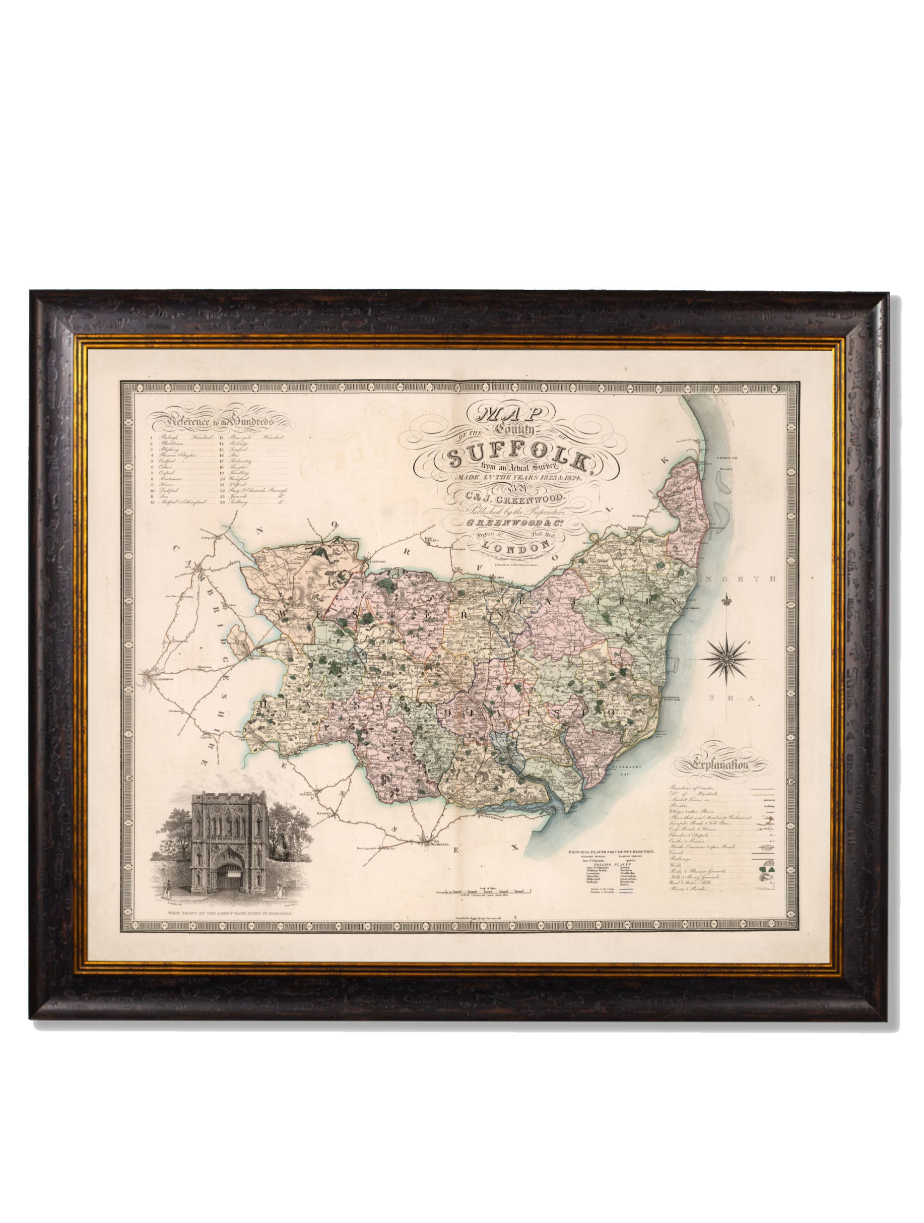 c.1830 County Maps of England | Restored Victorian Map Framed Print