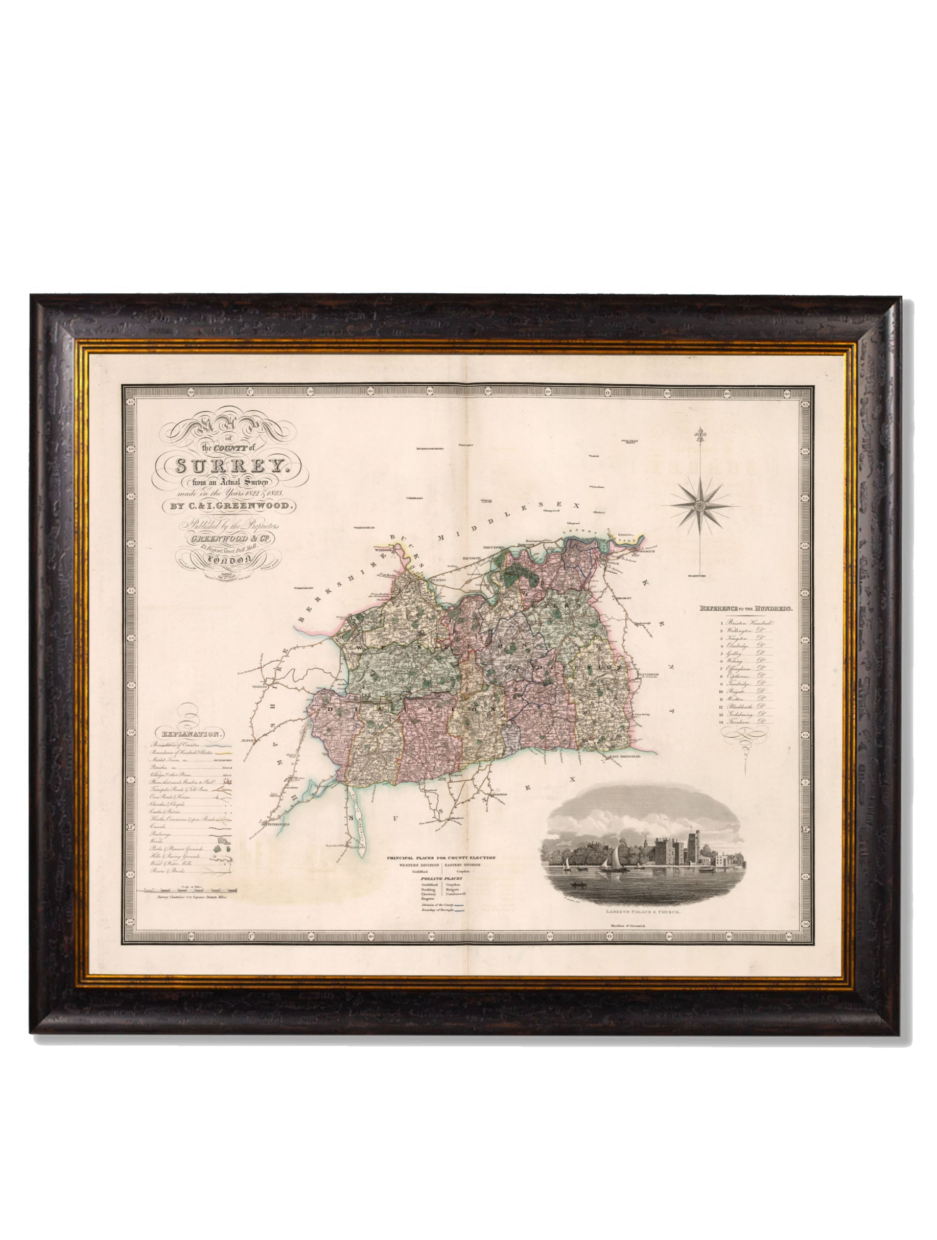 c.1830 County Maps of England | Restored Victorian Map Framed Print