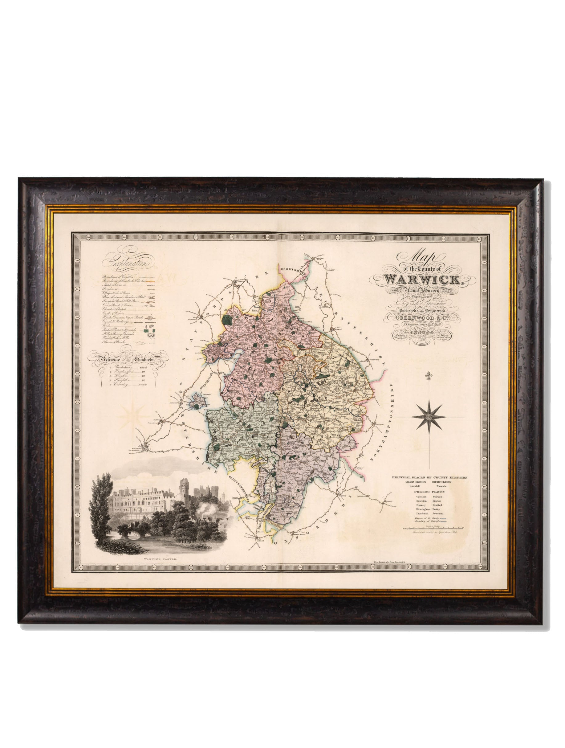 c.1830 County Maps of England | Restored Victorian Map Framed Print