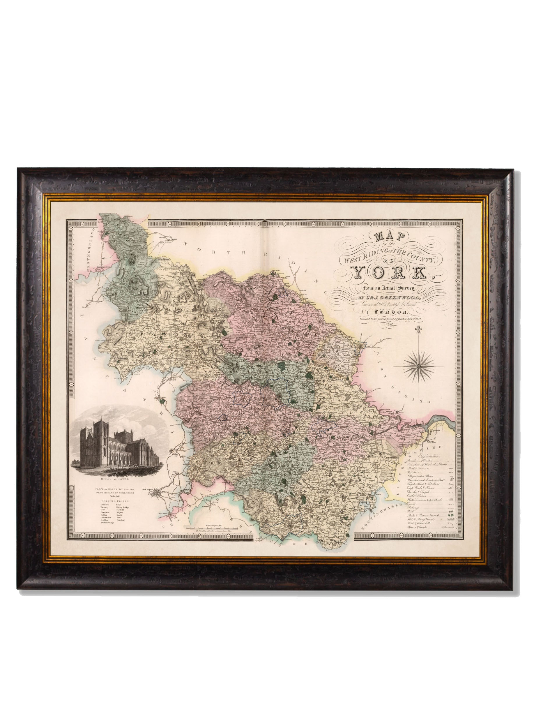 c.1830 County Maps of England | Restored Victorian Map Framed Print