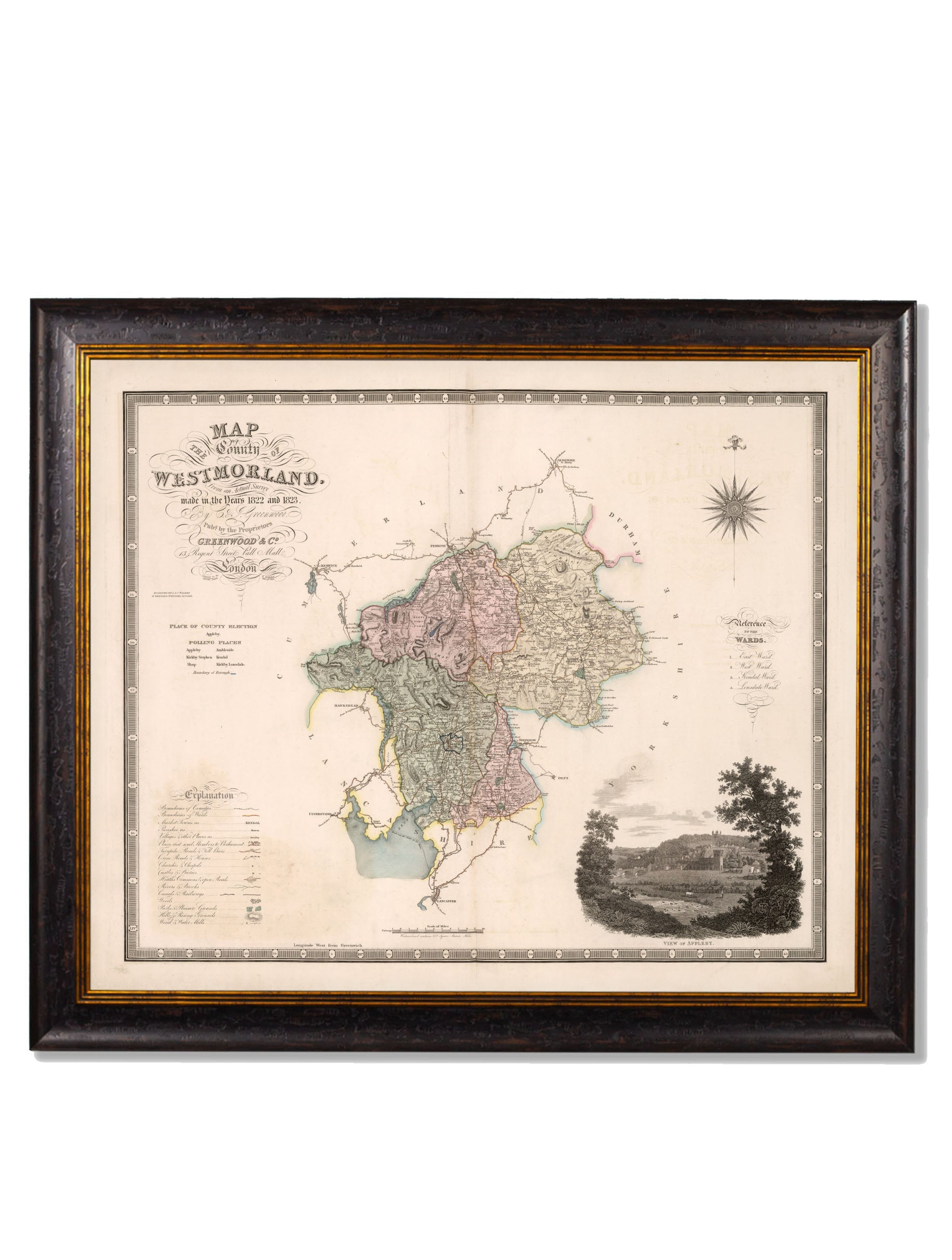 c.1830 County Maps of England | Restored Victorian Map Framed Print