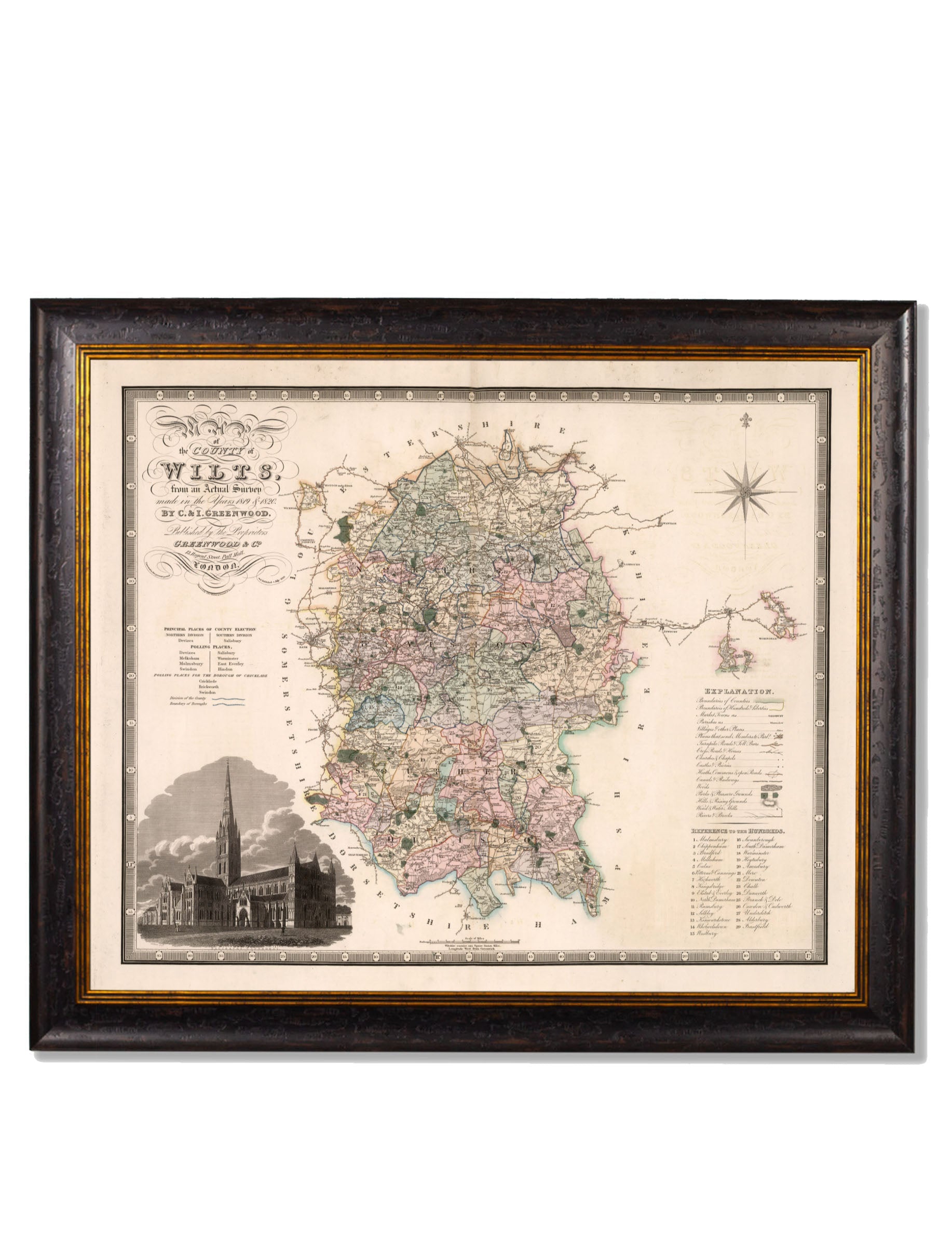 c.1830 County Maps of England | Restored Victorian Map Framed Print