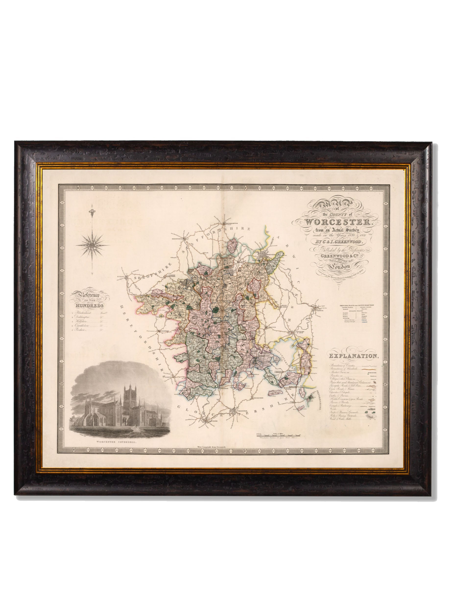 c.1830 County Maps of England | Restored Victorian Map Framed Print
